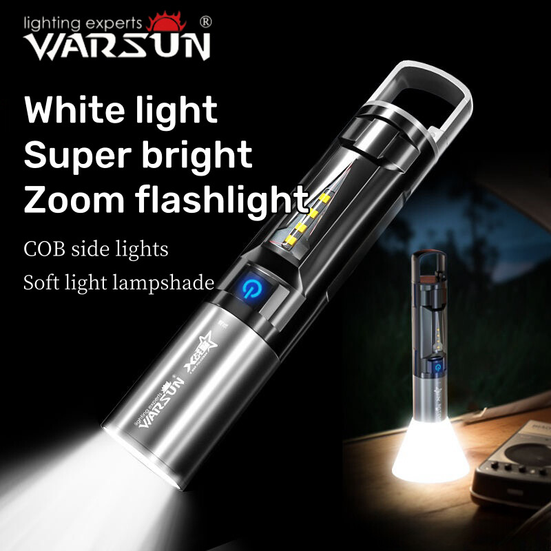 Warsun w7000 đèn pin led, 1500 lumens độ sáng cao đèn pin, không thấm nước, chống bụi, type-c sạc nhanh, đèn pin cho ngoài trời, 2000mah, siêu sáng đèn pin led