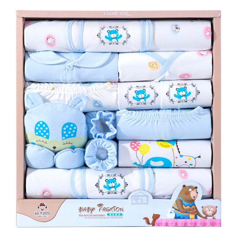Bộ 18 món tốt nhất cho trẻ sơ sinh 100% cotton hoàn chỉnh mới sinh quần áo trẻ sơ sinh gói 0-6 tháng
