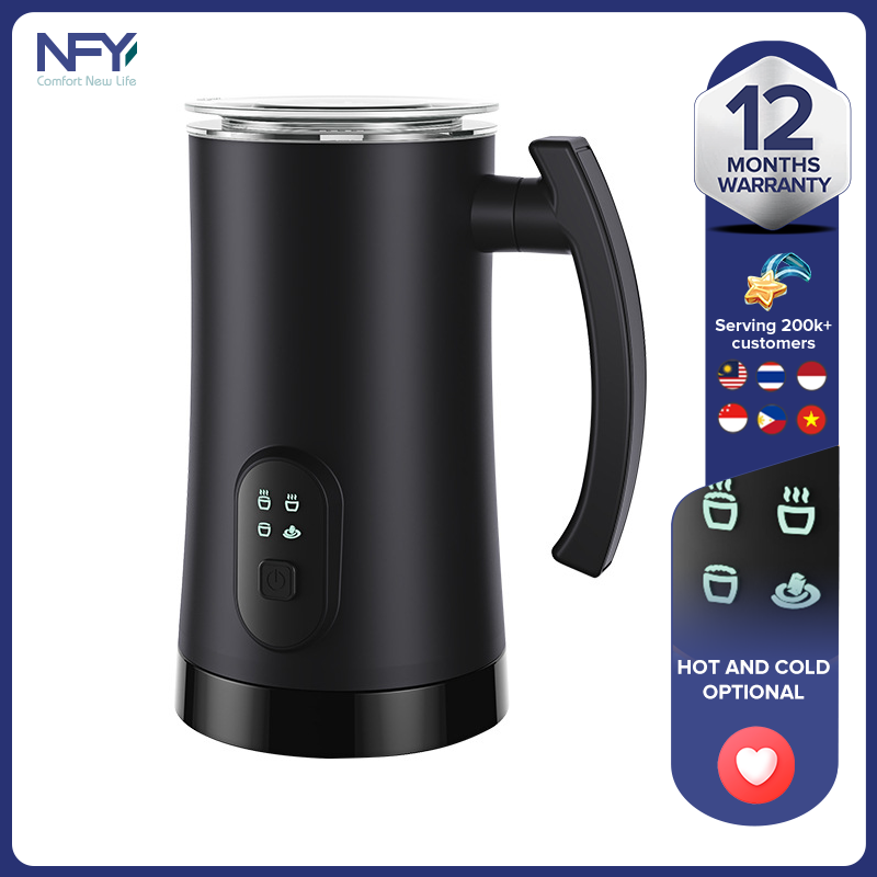 New electric milk frother home 4 in 1 milk steamer 350ml automatic hot and cold frother for coffee ราคา 1,259 บาท*ส่งฟรี