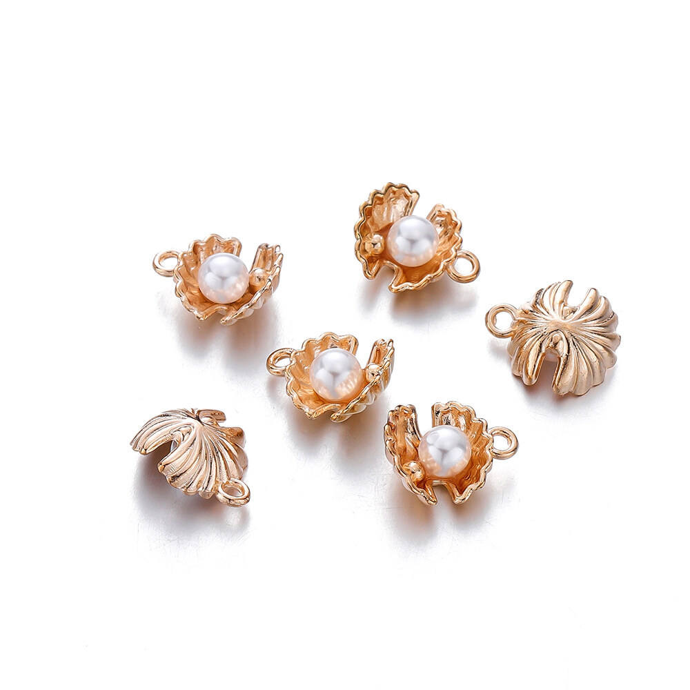 St.kunkka 10 chiếc/Túi Mặt dây chuyền vỏ vỏ ngọc trai mặt dây chuyền hợp kim sơn mài cho trang sức làm Vòng Cổ Vòng tay tự làm