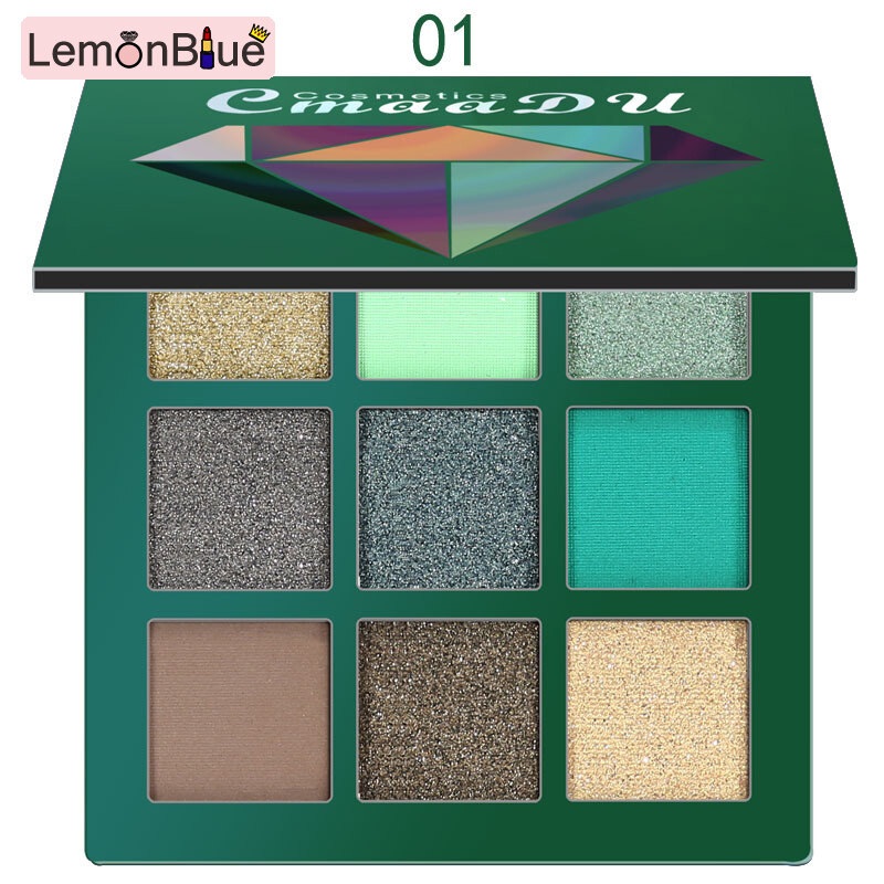 Gambar LemonBlue 9 Colors Glitter Matte Eyeshadow Palette Make up Palette Matte Pigmented Eye Shadow Eyeshadow Palette Glitter Natural Matte Waterproof Long lasting Shining Exquisite Beautiful Women Girl
