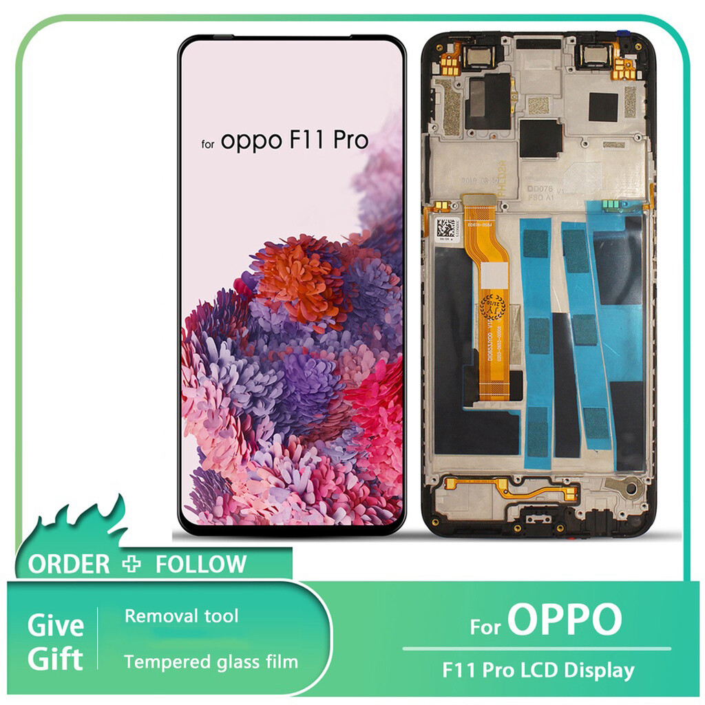 Bộ phận lắp ráp màn hình cảm ứng số hóa màn hình lcd cho oppo f11 pro cph1969 cph2209 cho oppo f11 pro cph1987 6.53 ''kèm khung thay thế