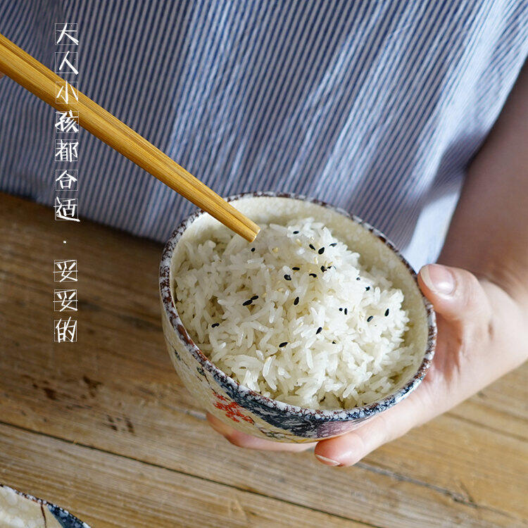 Bộ 6 Chiếc, Bát Gốm Sứ Kiểu Nhật, Bát Ăn Cơm Gia Dụng, Bát Canh Nhỏ Men Hoa Tuyết Vẽ Tay, Bát Ăn Cơm, Bộ Đồ Ăn Sáng Tạo