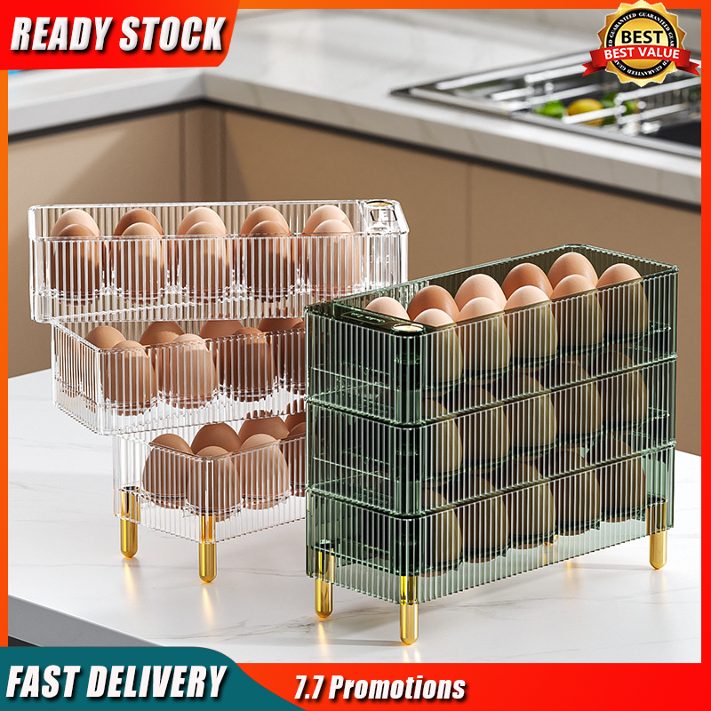 Gambar ?? Ready Stock?? Egg Box Kitchen Storage Fresh Box Large Capacity Refrigerator Storage Box