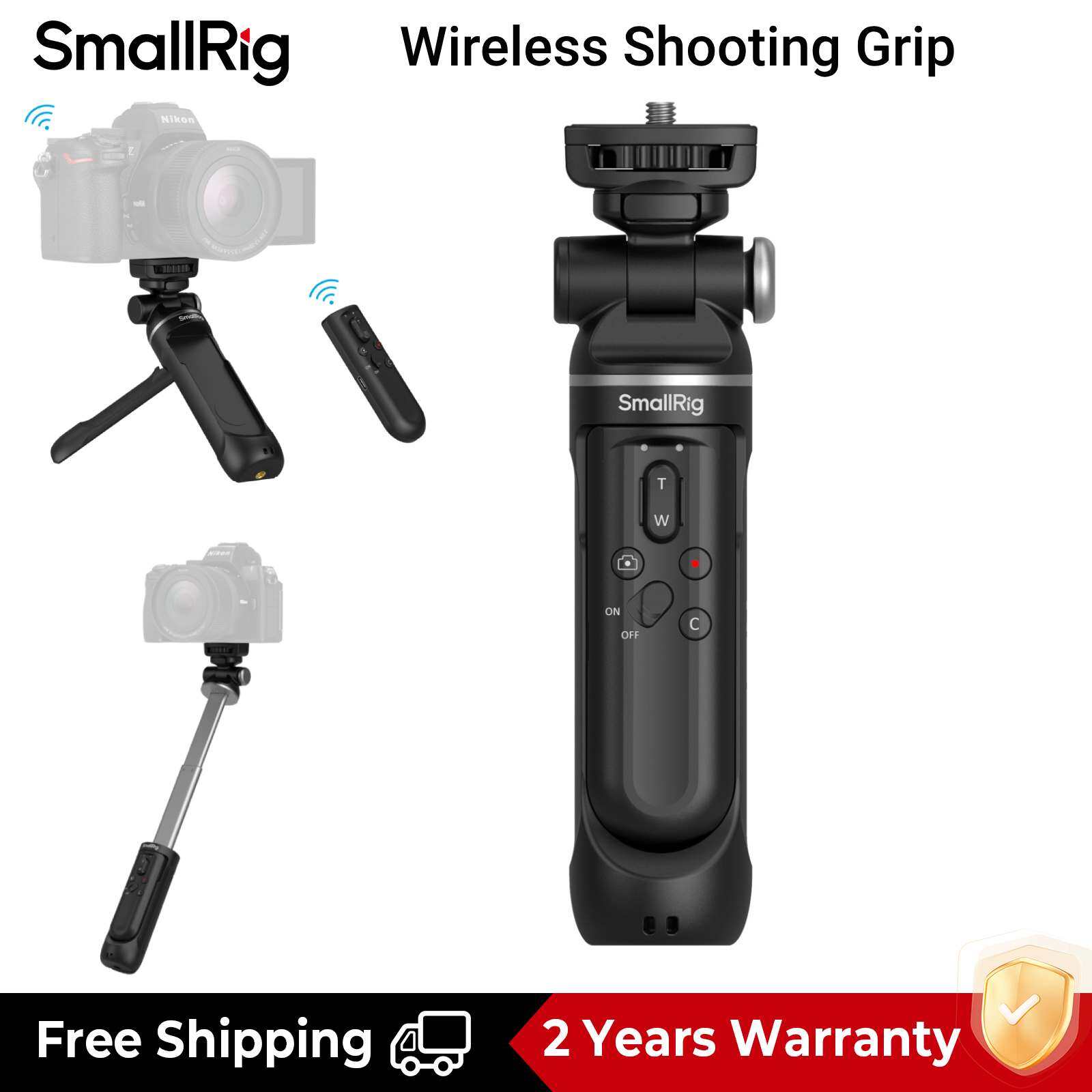 SmallRig Sạc Không Dây Từ Xa Máy Ảnh Tripod Grip Vlogging Chân Đế Tripod Selfie Stick cho Sony ZV-E1