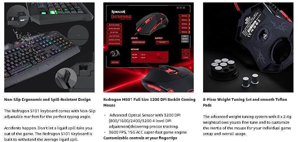 Redragon Gaming Keyboard & Mouse Combo S101 RGB LED Backlit Keyboard and Mouse Set 24 3ddaa838cfdc69c3b6869a1196de6d70
