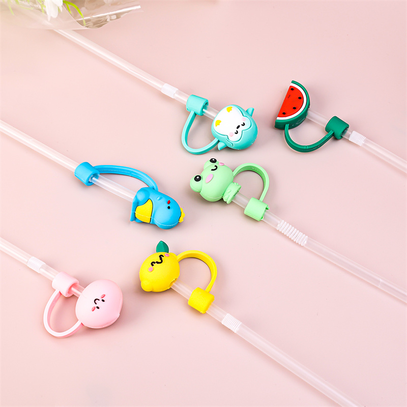 4 Pcs Cute Frog Straw Tips Cover,Green Silicone Animals Straw Cover...