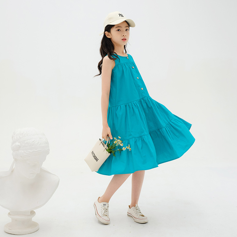 2024 New Blue yellow teen girls summer dress baby girl dress mother and daughter clothes white princess dress 4-50 years old ราคา  644 บาท*ส่งฟรี