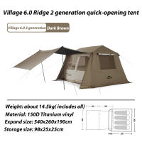 Naturehike Village 6.0 Ridge 2 generation Quick Open Tent 3-4 People Large Capacity family gathering Outdoor Camping Automatic Tent Waterproof Sun protection