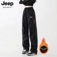 Jeep mới dày vải lông ống đứng dáng rộng ống thể thao ngoài trời leo núi bảo hộ lao động Quần khẩn cấp của phụ nữ