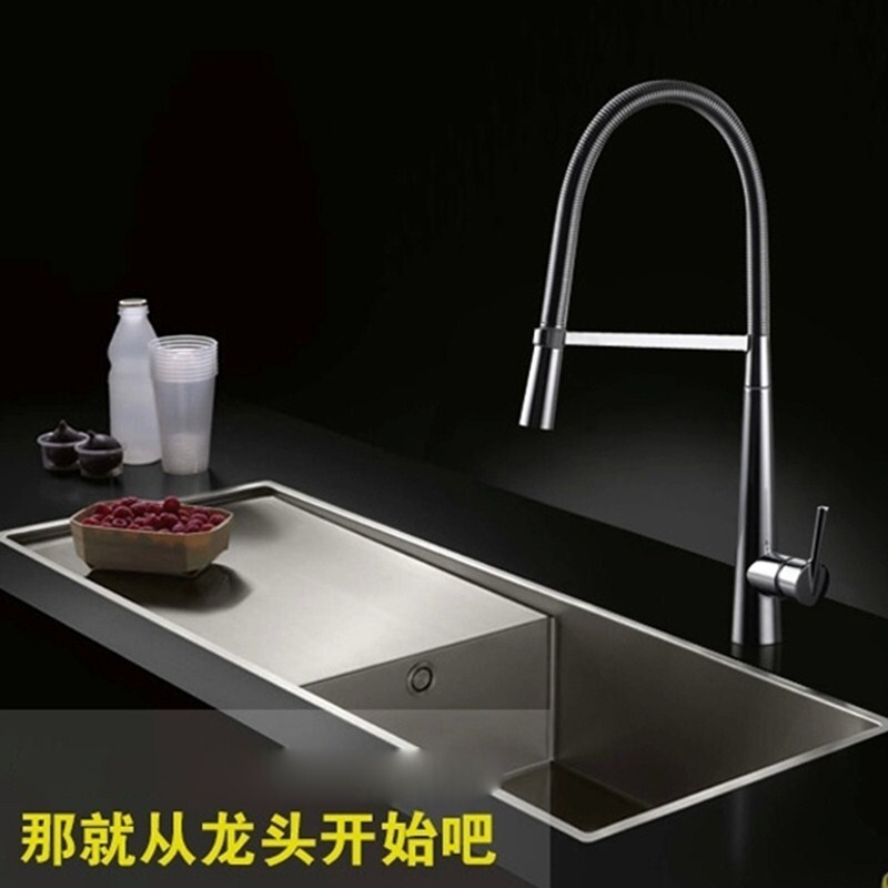 Gambar Scale copper cold hot spring type water tank washing pool xiancai basins smoked pull type kitchen faucet tap package mail