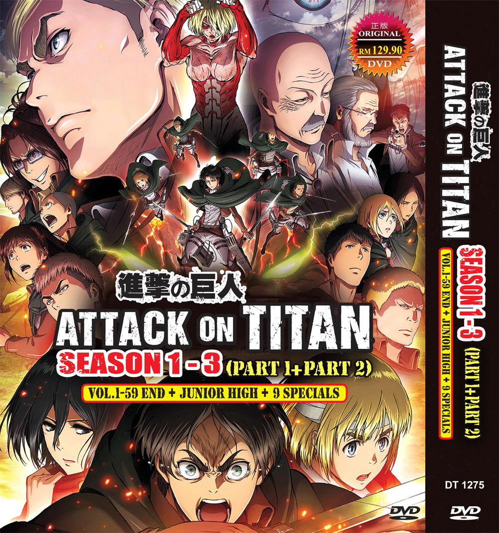 ANIME DVD~ATTACK ON TITAN 進撃の巨人 SEASON 1 - 3 VOL.1 - 59 END + JUNIOR HIGH +  9 SPECIAL | Lazada