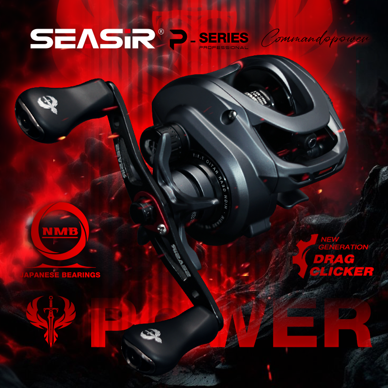 Seasir Commando Power Baitcasting Fishing Reel 7.1:1 High Speed Gear Ratio 6+1 NMB Bearing Drag 9kg New Generation Drag Clicker Fresh Saltwater Baitcaster Reel ราคา 140 บาท*ส่งฟรี