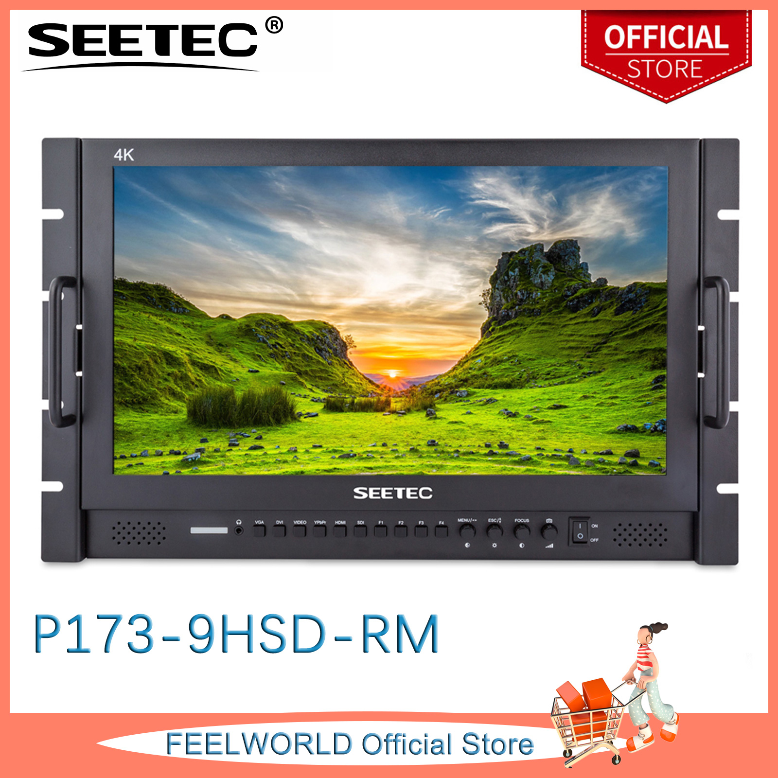 SEETEC P173-9HSD-RM 17.3" 7RU Rack Mount Broadcast LCD Director Monitor with 3G-SDI HDMI YPbPr Input and Output Full HD 1920×1080 ราคา 21,146 บาท*ส่งฟรี