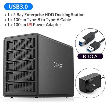 ORICO 35 Series doanh nghiệp 5 BAY 3.5 Trạm Sạc HDD USB3.0 sang SATA với vỏ ổ HDD Đột kích 150W vỏ H