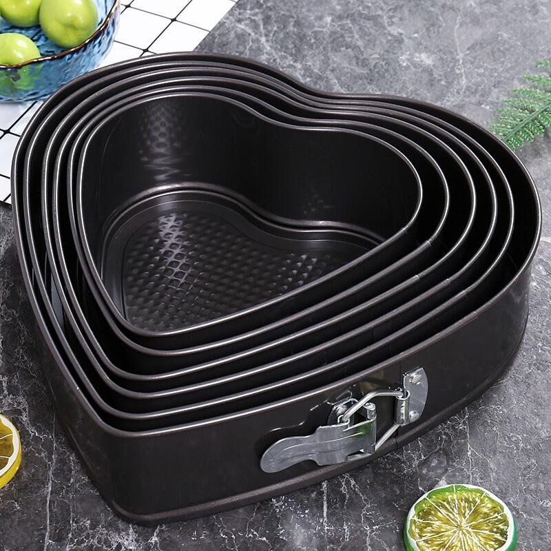 Gambar 7 8 9 10 11 12Inch Non Stick Heart Shape Cake Pan Tin Carbon Steel DIY Cake Mold Baking Removable Pan Bread Tray Baking Tools