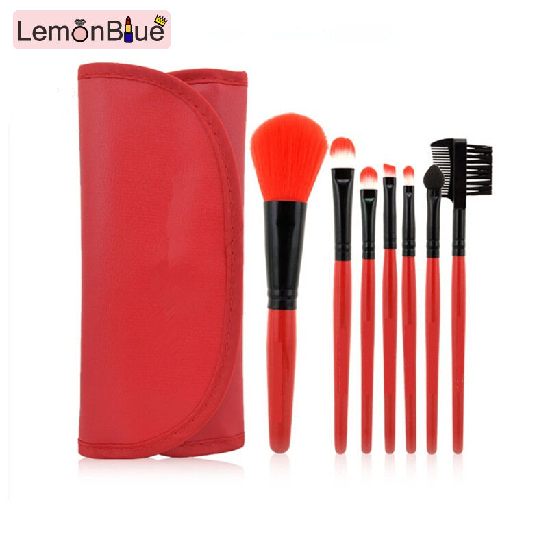 Gambar Lemonblue 7 Pcs Berus Makeup Profesional Set Kit Toiletry Kosmetik Yayasan Berus Membuat Kit Alat dengan Kes