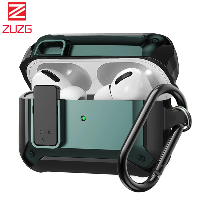 Ốp công tắc zuzg cho AirPods Pro AirPods Pro thế hệ 2 (2019/2022/2023, thế hệ 2/1) [khóa an toàn] Ốp bọc bảo vệ PC TPU cho Apple Airpod 3 2 phụ kiện ốp Tai nghe nhét tai không dây có móc khóa