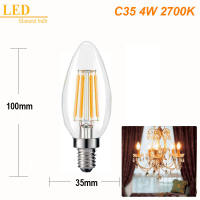 Edison bulb 2W 4W LED wick E14 warm white tubular candle bulb dimmable home decoration pendant light