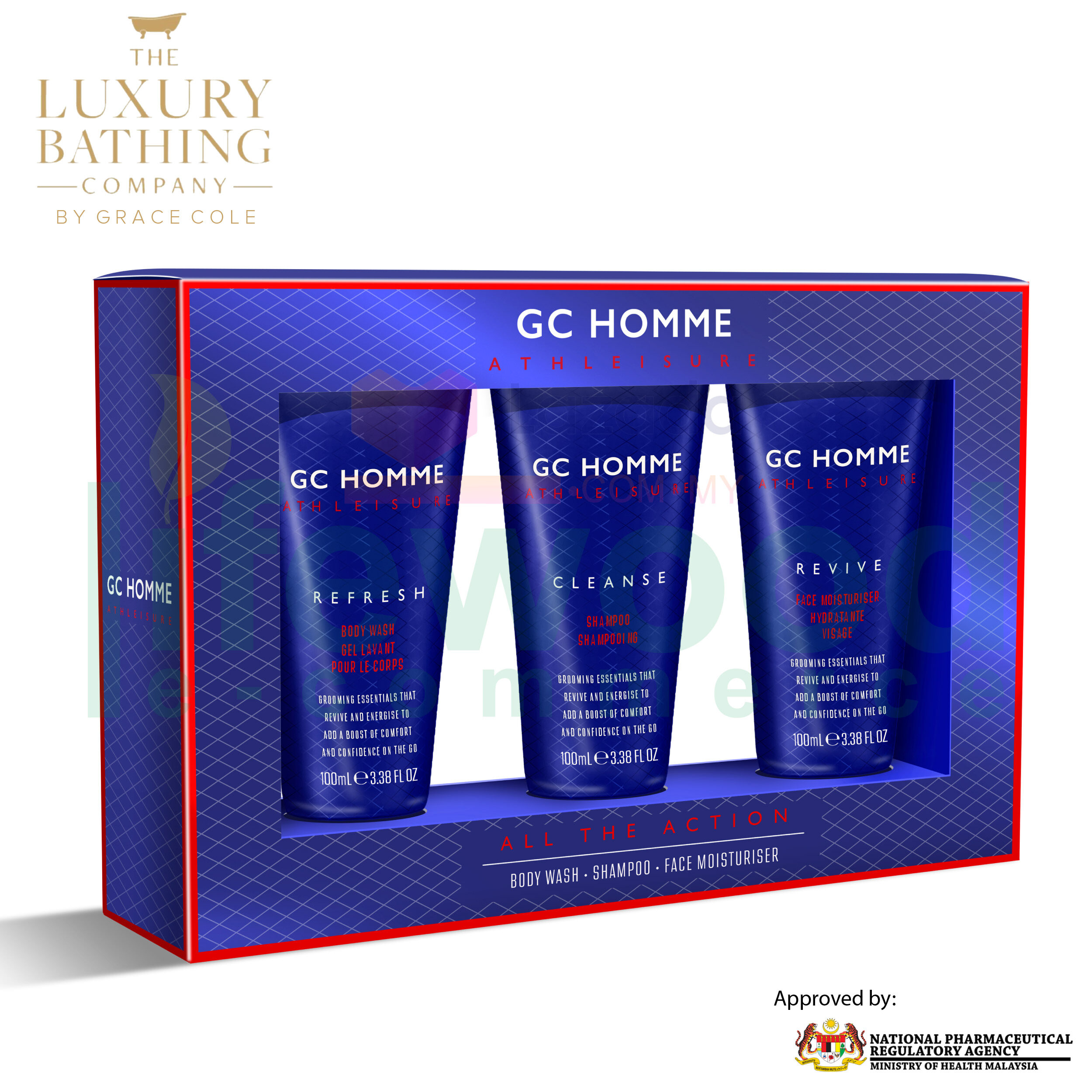 Gambar THE LUXURY BATHING COMPANY All The Action 100ml Body Wash, 100ml Shampoo and 100ml Face Moisturiser