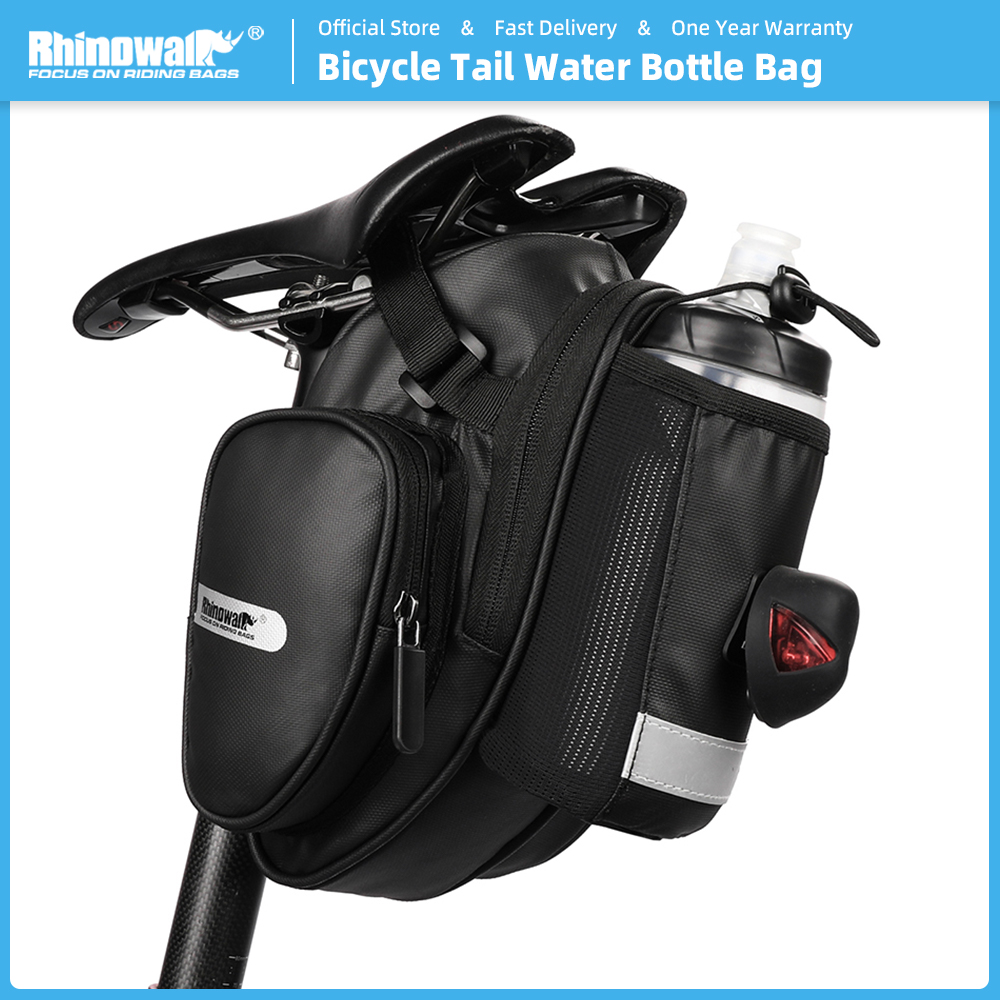 Rhinowalk Bicycle Saddle Bag Large Capacity Waterproof Bicycle Tail Bag Bikepacking Seatpost Folding Bike Tail Bag For Bormpton Cycling Water Bottle Bag Travel Storage Tool Bag Bicycle Accessories with Rain Cover