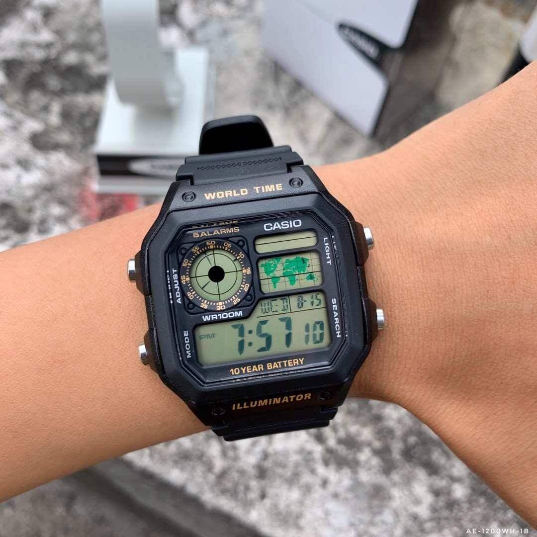 100% Original) Casio AE-1200WH-1B Youth Digital 10 Years Battery Life Black  Resin Men's Watch AE1200 AE1200WH AE1200WH-1B AE-1200WH-1BV AE-1200WH-1BVDF  | Lazada