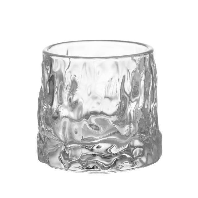 Gambar high quality Creative rotation whiskey glass thickening character daruma glass bark vertical stripes wine beer