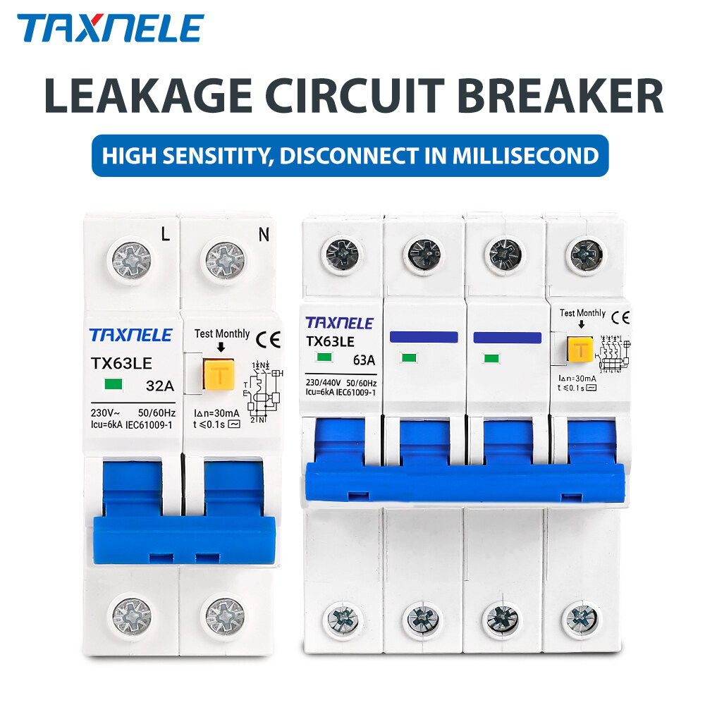 AC 230V MCB Leakage Protector RCBO Overload Short Circuit Protection 2P 4P 30mA Residual Current Circuit Breaker Switch RCCB RCD Circuit Breaker