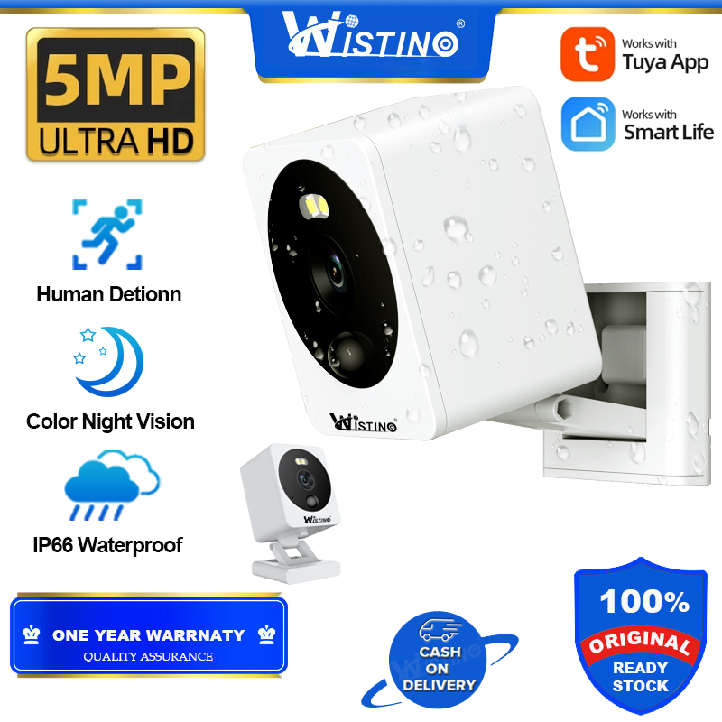 Wistino Outdoor Tuya Mini Camera Wireless WIFI 5MP Full Color Night Vision Video Surveillance IP Cam Security Protection Smart Home CCTV ราคา 1,206 บาท*ส่งฟรี
