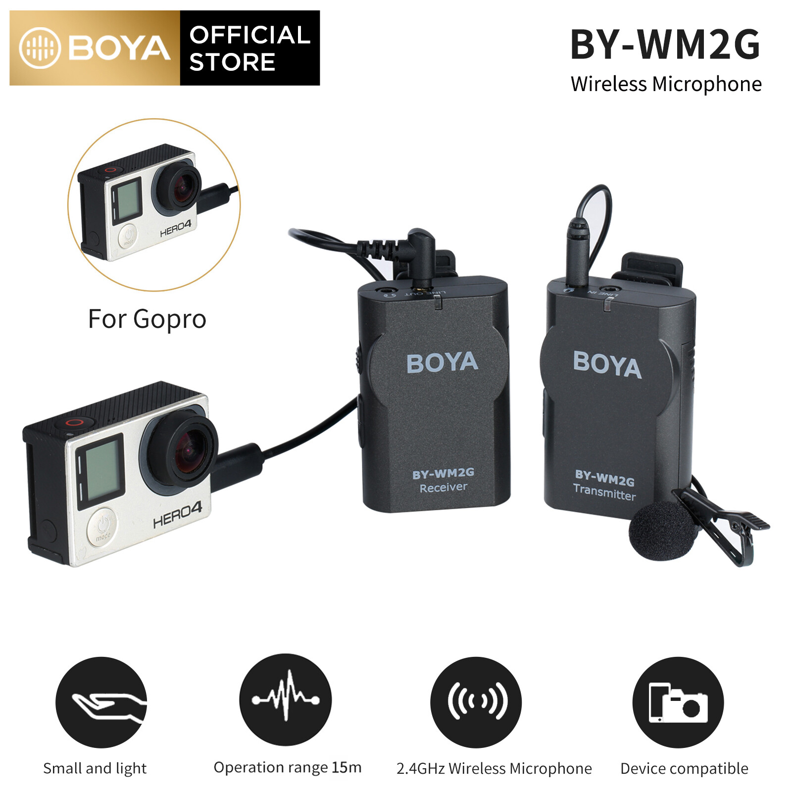 BOYA BY-WM2G Hệ Thống Micro Cài Áo Không Dây Mic Go-Pro Cho Máy Ảnh Điện Thoại Thông Minh Có Màn Hình Thời Gian Thực Cho Điện Thoại Thông Minh IOS Máy Tính Bảng Máy Quay DSLR Máy Ghi Âm GoPro Máy Tính Âm Thanh/Video