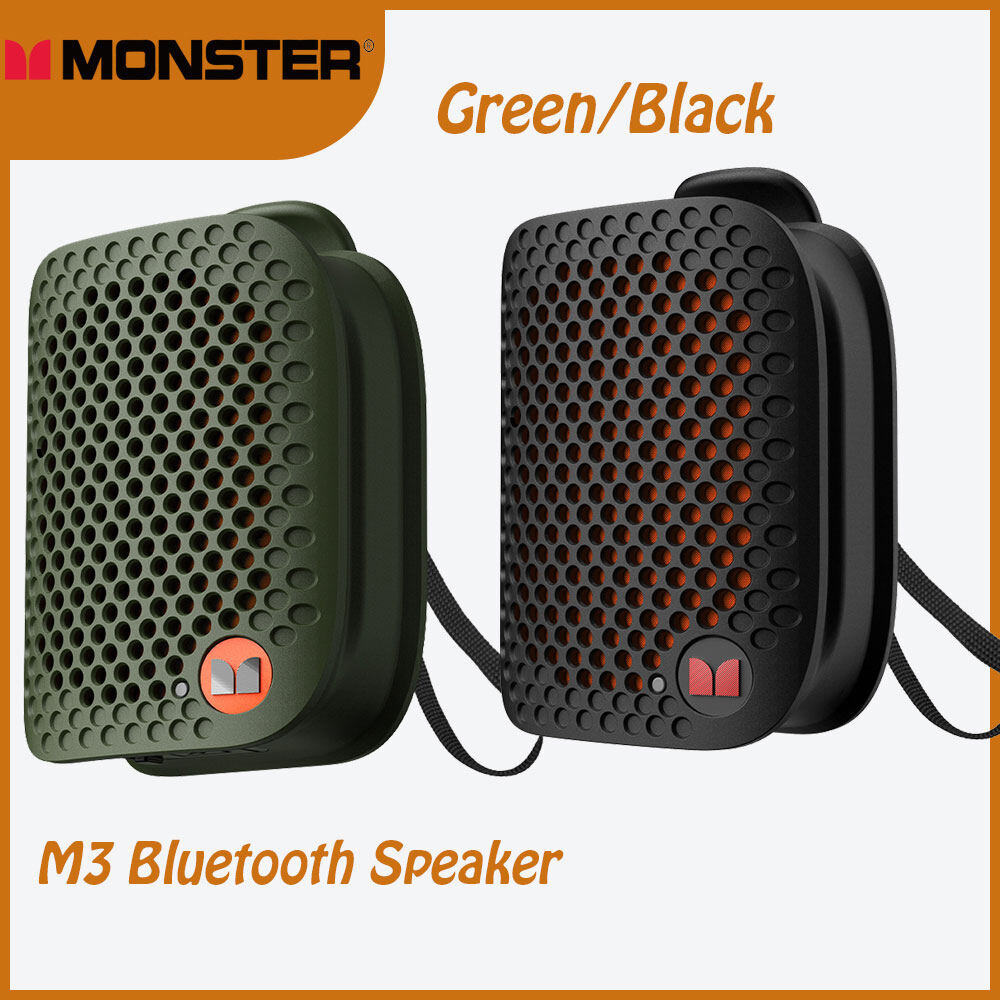 Monster Wireless Portable Speakers Wearable Portable Bluetooth Speaker M3 Clip-on Bluetooth Sound Box TWS Stereo Pairing ราคา 495 บาท*ส่งฟรี
