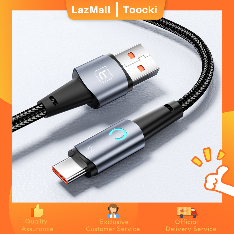 Toocki cáp usb c led 66w 6a cáp usb type c sạc siêu nhanh cho huawei samsung xiaomi oneplus dây dữ liệu sạc usb type c