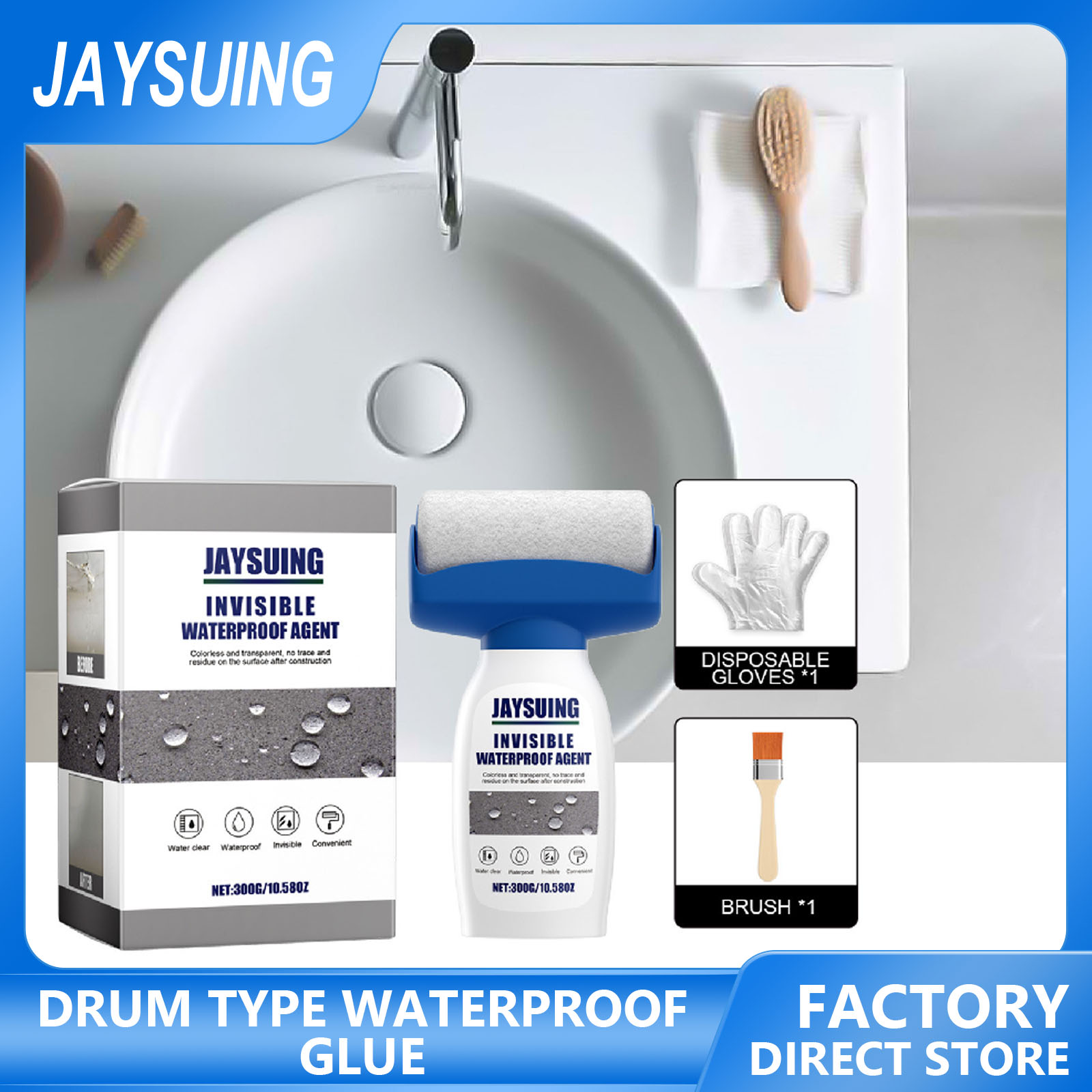 JAYSUING Invisible Waterproof Coating Sealant Agent Repair Home Roof Strong Adhesive Transparent Leak-Free Glue With Roller Strong Waterproof Coating Sealant Agent Transparent Leak-Free Glue With Roller Invisible Repair Home Roof Adhesive ราคา 261 บาท*ส่งฟรี