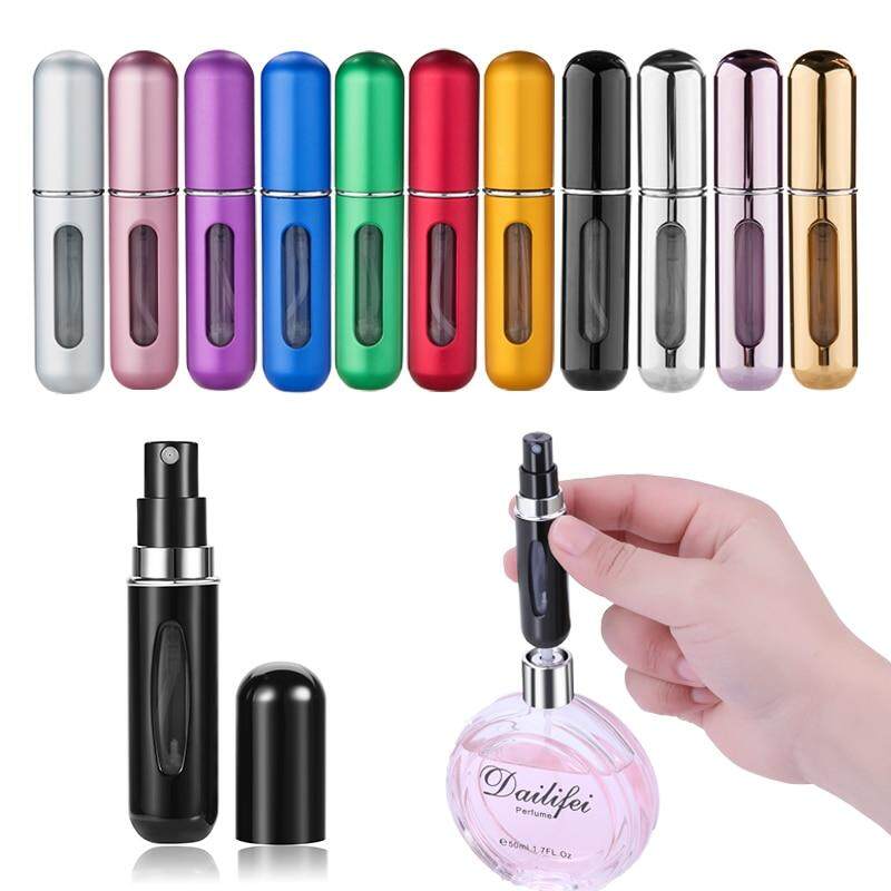 Image result for 5ml Portable Mini Aluminum Empty Refillable Perfume Bottle With Spray Atomizer - Multicolor 1pcs