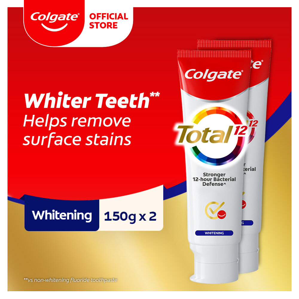 Gambar Colgate Total Whitening Antibacterial Toothpaste Valuepack 150g x 2