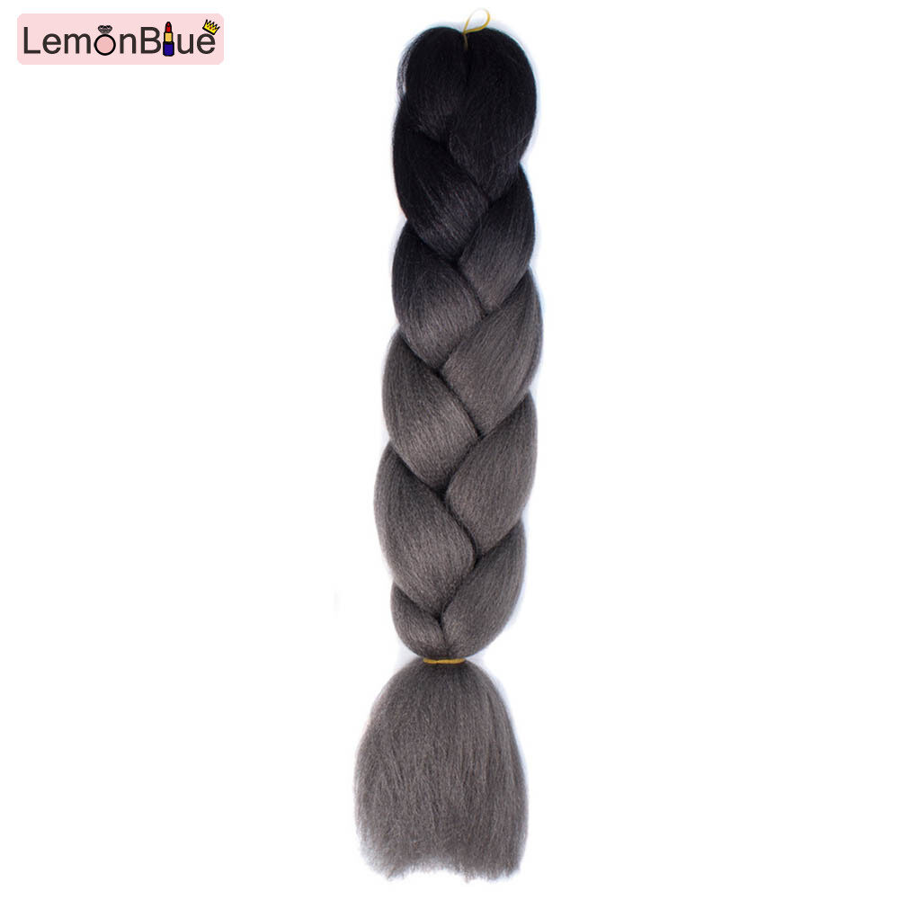 Gambar LemonBlue Fashion Women Wigs Sexy 60cm Long Braided Braid Ombre Color Cosplay Hair Wig For Ladies Girl Gifts 29