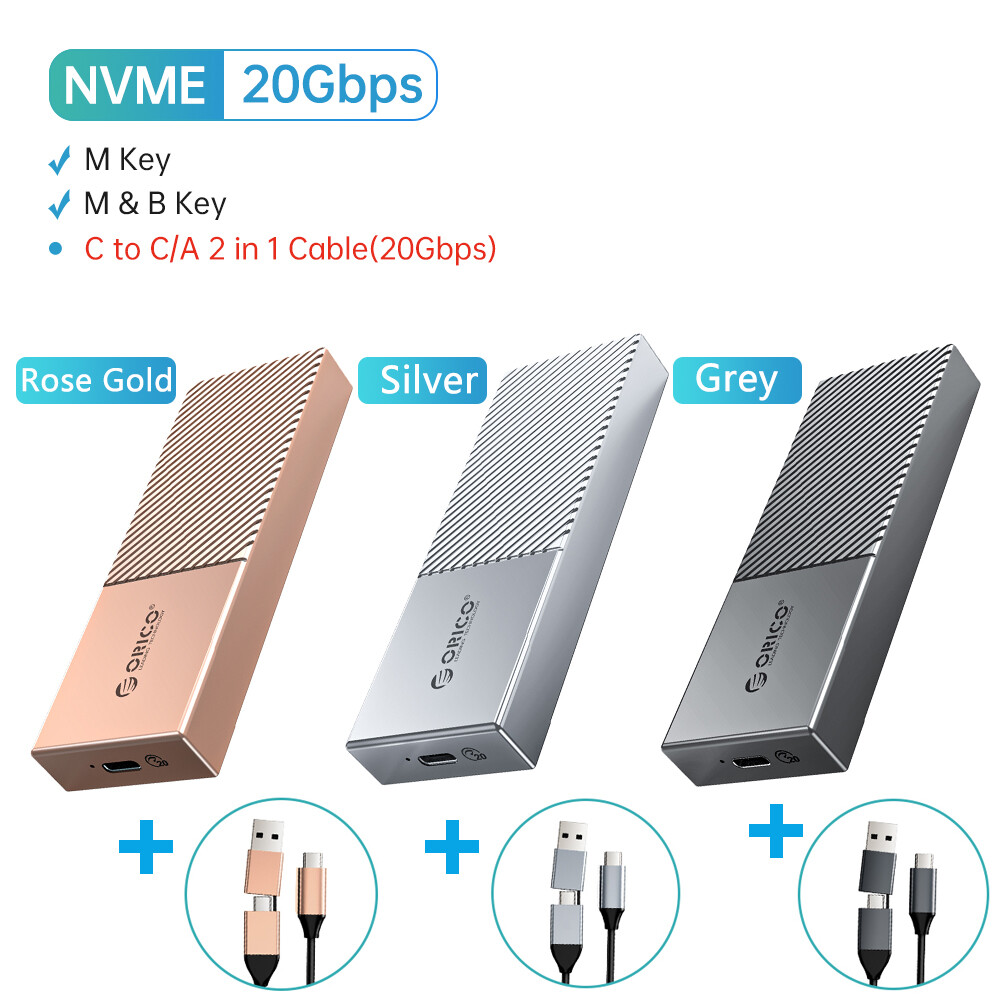 Vỏ Bọc SSD M.2 PCIe NVMe 20Gbps Bộ Chuyển Đổi Nhôm ORICO Type C Sang M-key B + M Key Vỏ Ổ Cứng Thể R