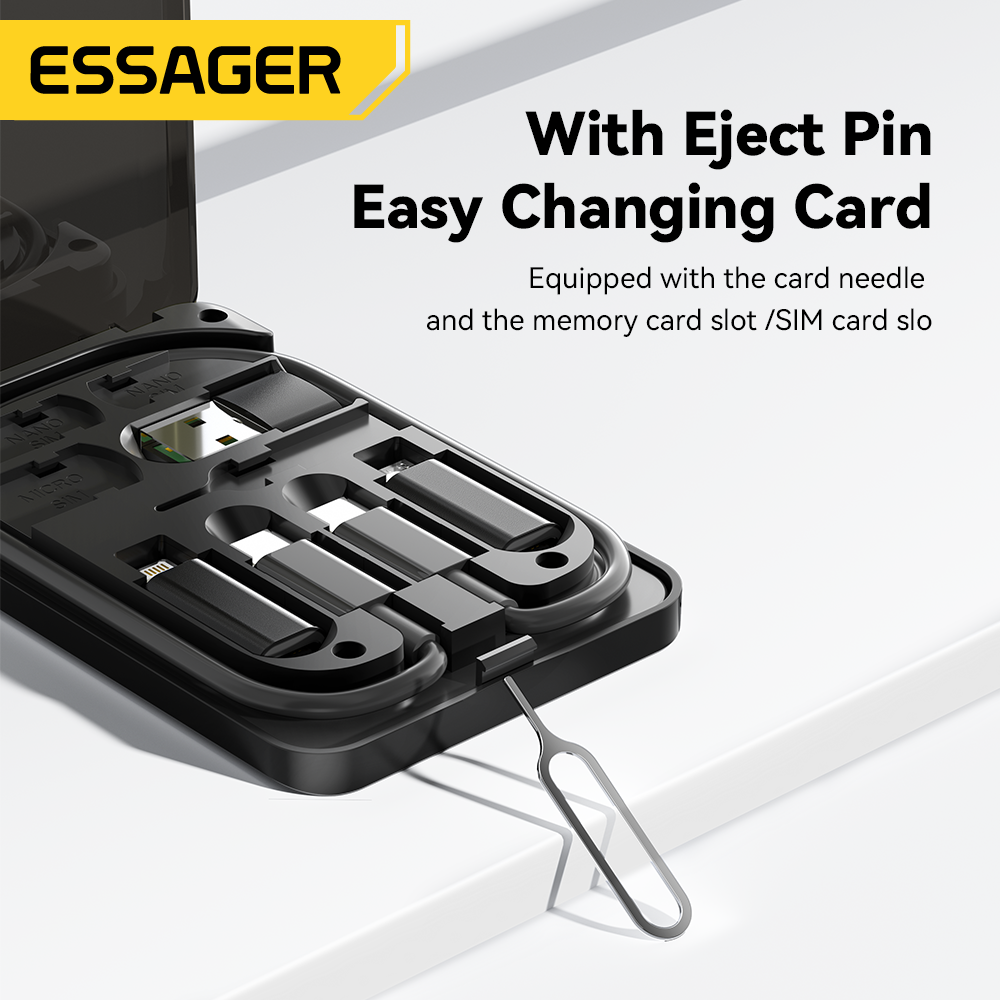Essager cáp usb c cáp loại c 60w sạc nhanh bộ chuyển đổi lưu trữ kỹ thuật số đa năng cáp dữ liệu hộp usb bộ sạc usb ip 13 12