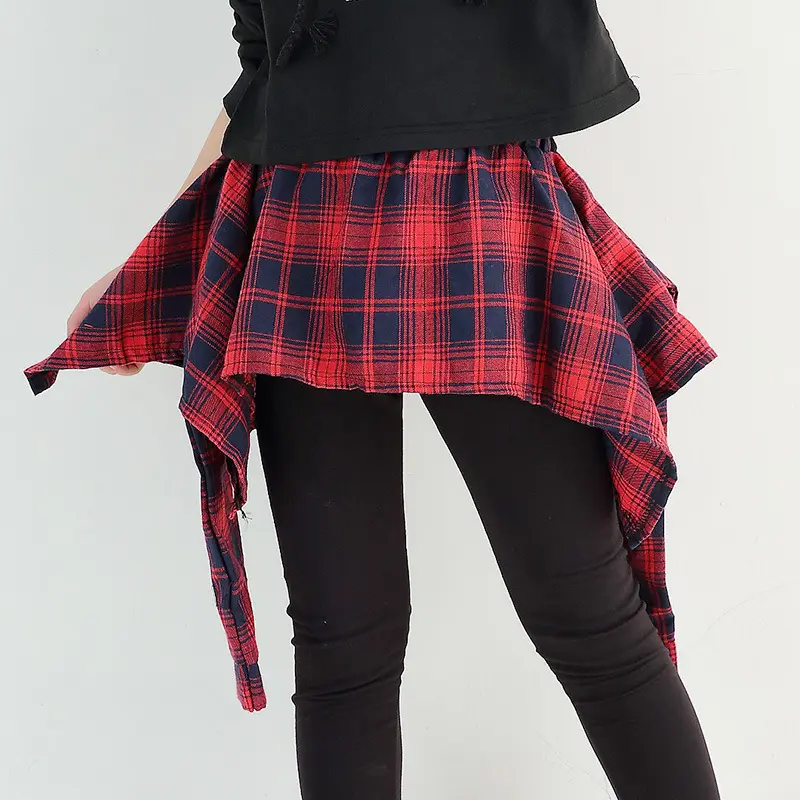 girls red plaid leggings