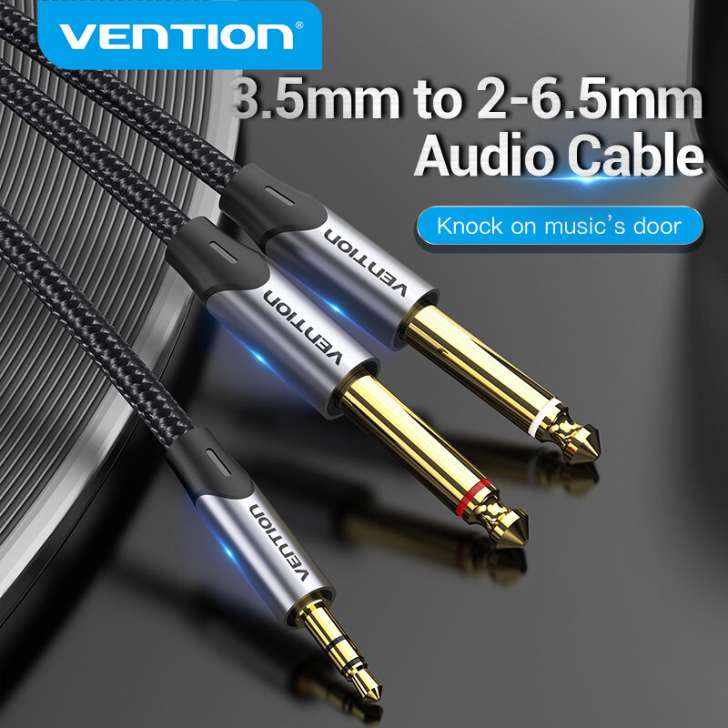 Vention Audio Splitter 3.5mm to 6.5mm Adapter 3.5mm Female to 2 Male 6.5mm Audio Jack mic Y Splitter For PC Phone to Speaker Mixer adapter Audio Converter Cable ราคา 108 บาท*ส่งฟรี