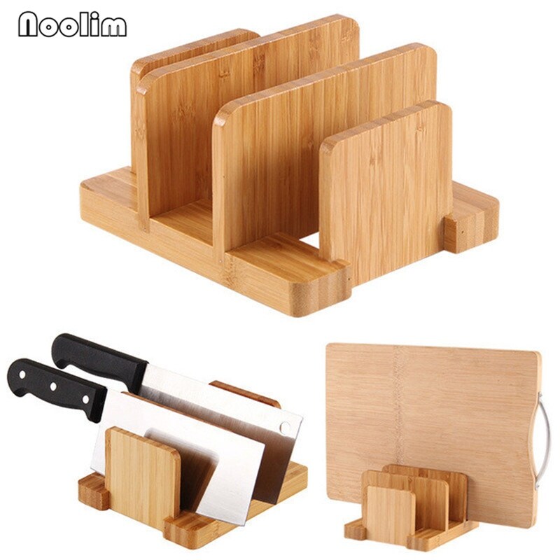 Gambar Bamboo Cutting Board Storage Rack Multifunctional Multi Layer Pot Lids Holder Simple Chopping Board Shelf Kitchen Organizer