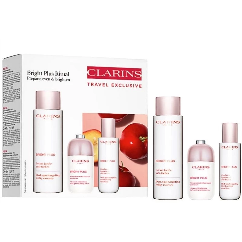☀ Authentic Clarins Bright Plus Ritual Set [Milky Essence 200ml, Moisturizing Emulsion 75ml & Serum 50ml] ราคา 3,066 บาท*ส่งฟรี