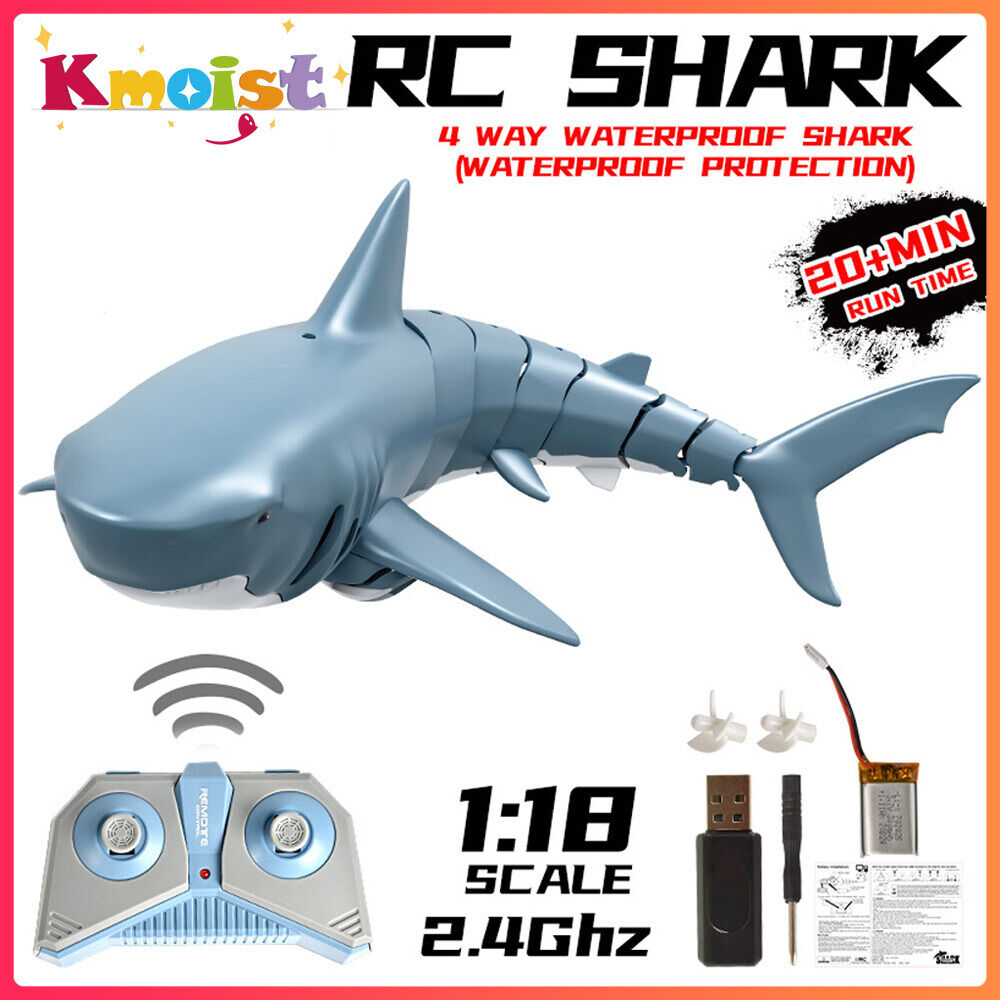 Kmoist Mini RC Shark Boat 2.4G 4CH Remote Control Swim Toy Underwater RC