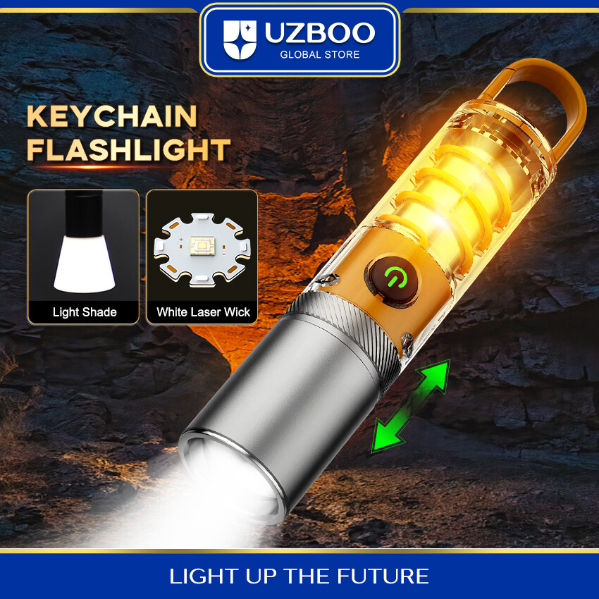 Uzboo Móc Treo Đèn Pin Torch Mini Kính Thiên Văn Đèn pin tập trung Mạnh Mẽ Đèn pin sáng Zoom-Có Thể Đèn Pin Chống Thấm Nước đèn flash Xách Tay Đèn Với đèn bên Và Móc Cho Ngoài Trời Nhà Khẩn Cấp
