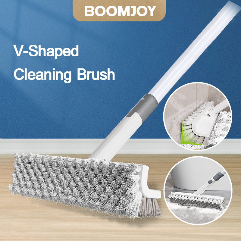 BOOMJOY Floor Scrub Brush with Long Handle and Squeegee Cleaning Tool,Brush with bristles ราคา 229 บาท*ส่งฟรี