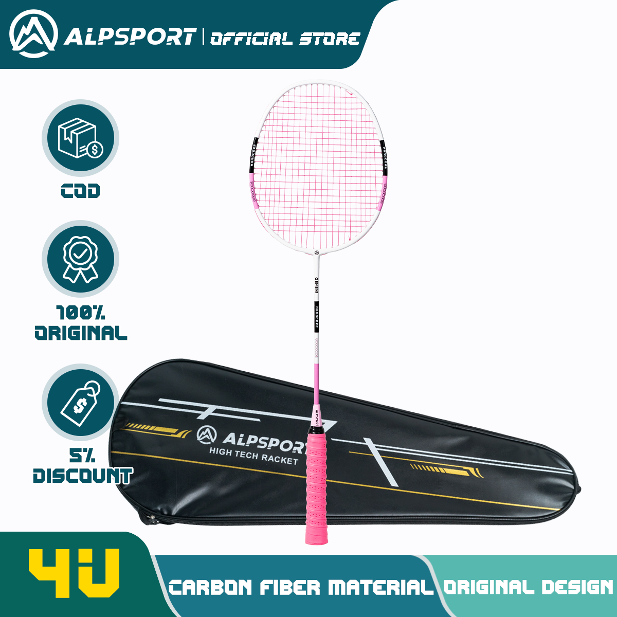 ALP SZZ100 Badminton Racket Flagship Store Authentic Official 4U 25lbs Full Carbon Fiber Professiona