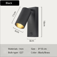 LED Wall Lights With Switch Black Brass Wall Lamp Fixture Corridor Aisle Beside Lighting Nordic Art Wall Sconce Lights Fixtures