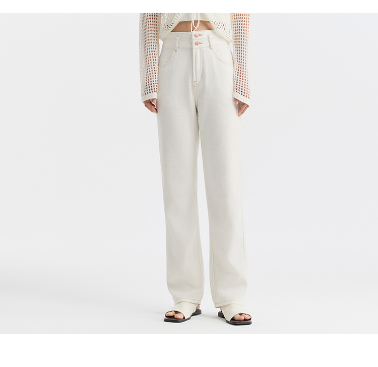 Pantalon Semir Jeans Cool Sense Of Straight pour femmes, style Hong Kong, nouveau petit pantalon de neuf minutes, été 2024