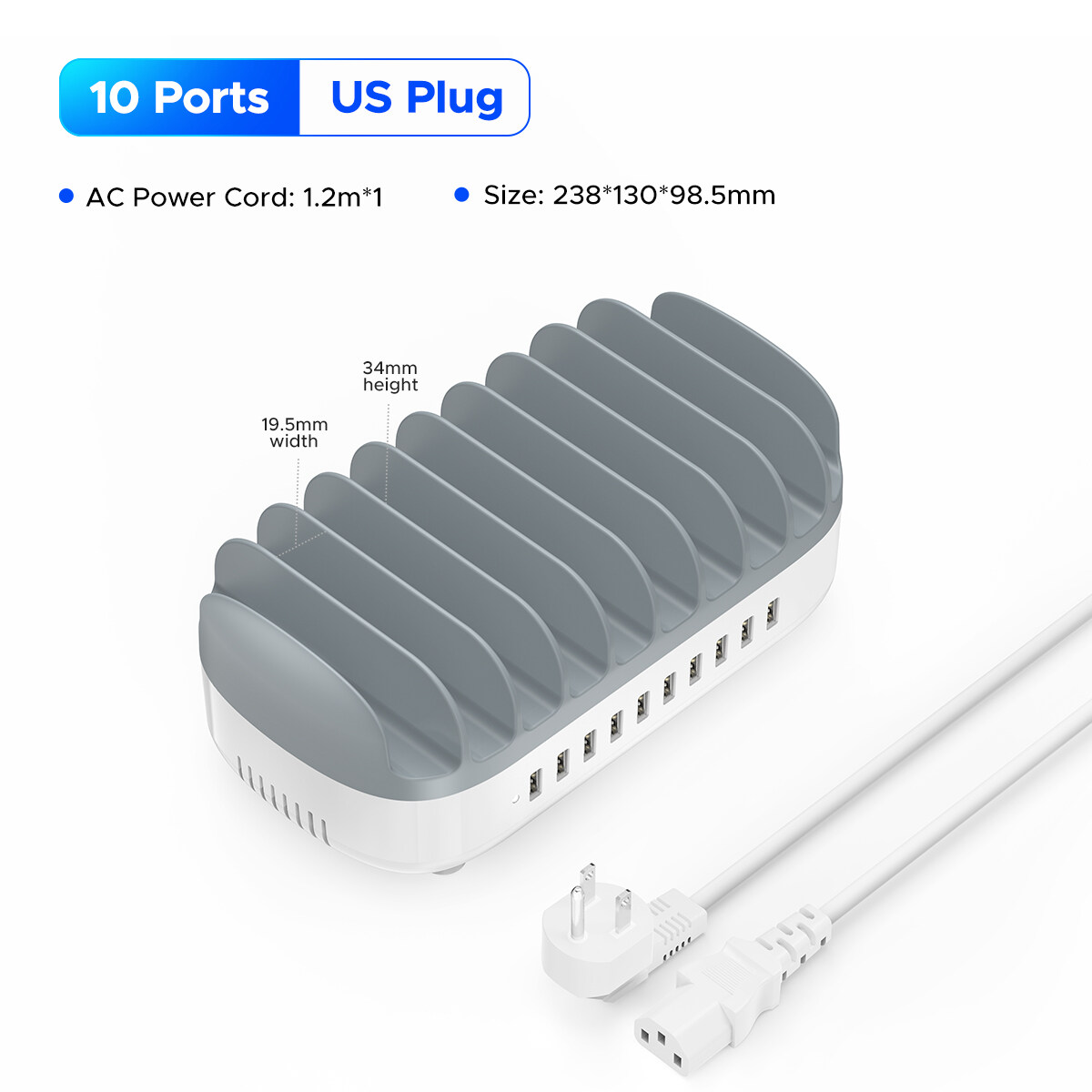 ORICO Hàng Mới Về Bàn đế sạc USB 120W 5V 2.4A sạc USB bảo vệ an toàn Cho iPhone Samsung Xiaomi Máy T