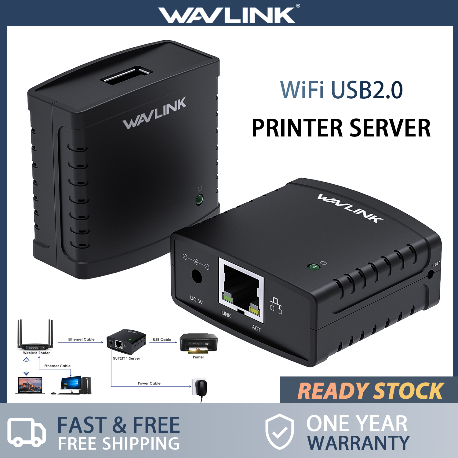 Wavlink USB2.0 Network Print Server